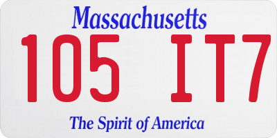 MA license plate 105IT7