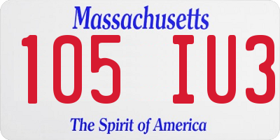 MA license plate 105IU3