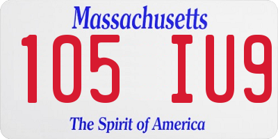 MA license plate 105IU9