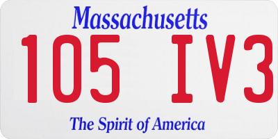 MA license plate 105IV3