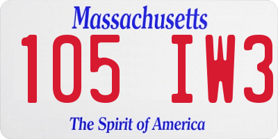 MA license plate 105IW3