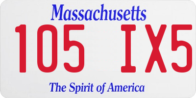 MA license plate 105IX5