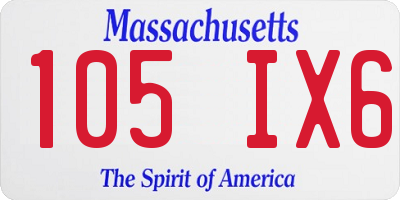 MA license plate 105IX6