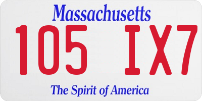 MA license plate 105IX7