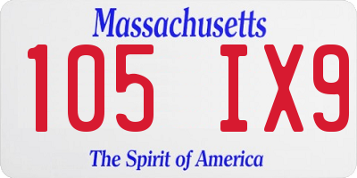 MA license plate 105IX9