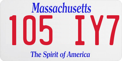 MA license plate 105IY7