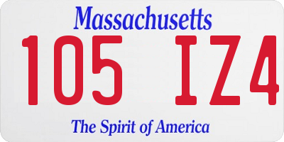MA license plate 105IZ4