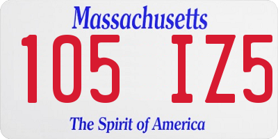 MA license plate 105IZ5