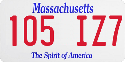 MA license plate 105IZ7