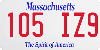 MA license plate 105IZ9