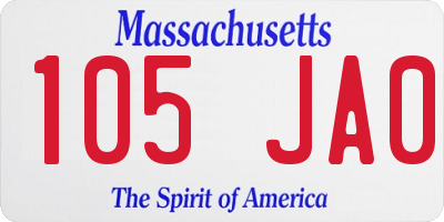 MA license plate 105JA0