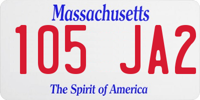 MA license plate 105JA2