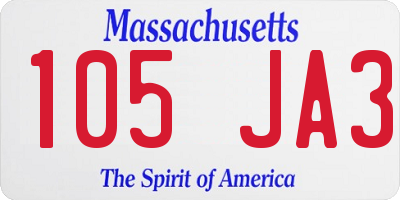 MA license plate 105JA3