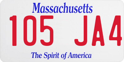 MA license plate 105JA4