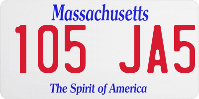 MA license plate 105JA5