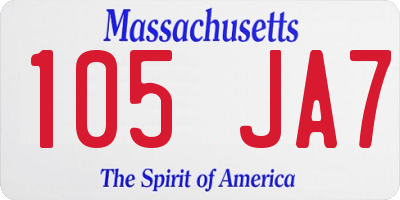 MA license plate 105JA7
