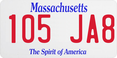 MA license plate 105JA8
