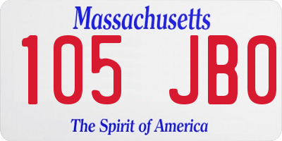 MA license plate 105JB0