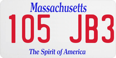 MA license plate 105JB3