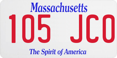 MA license plate 105JC0