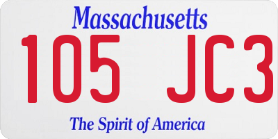 MA license plate 105JC3