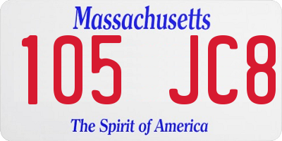 MA license plate 105JC8