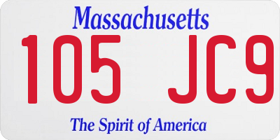MA license plate 105JC9