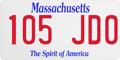 MA license plate 105JD0