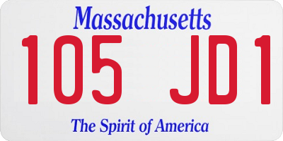 MA license plate 105JD1