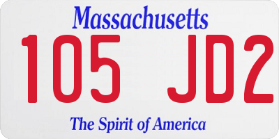 MA license plate 105JD2