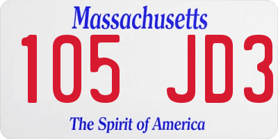 MA license plate 105JD3