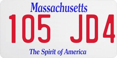 MA license plate 105JD4