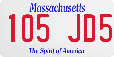 MA license plate 105JD5