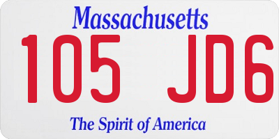 MA license plate 105JD6