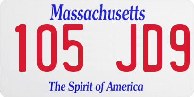 MA license plate 105JD9