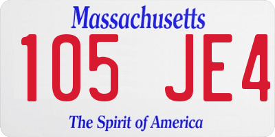 MA license plate 105JE4