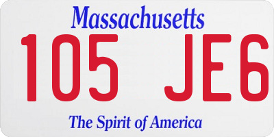 MA license plate 105JE6