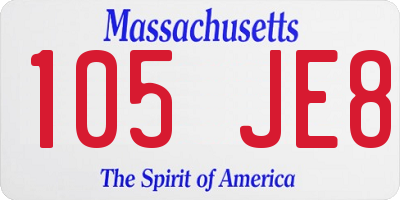MA license plate 105JE8