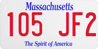 MA license plate 105JF2