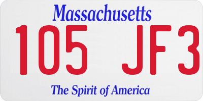 MA license plate 105JF3