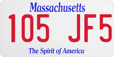 MA license plate 105JF5