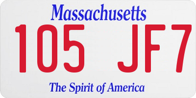 MA license plate 105JF7