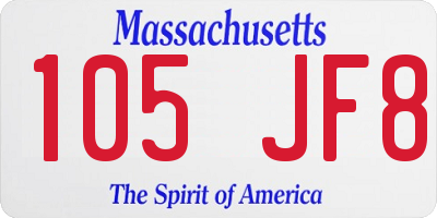 MA license plate 105JF8