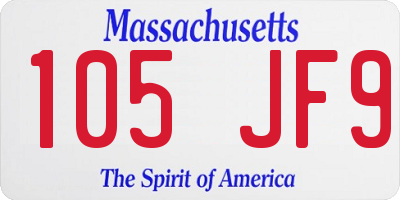 MA license plate 105JF9