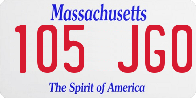 MA license plate 105JG0