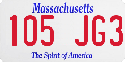 MA license plate 105JG3