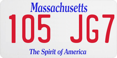 MA license plate 105JG7