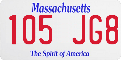 MA license plate 105JG8