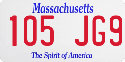 MA license plate 105JG9
