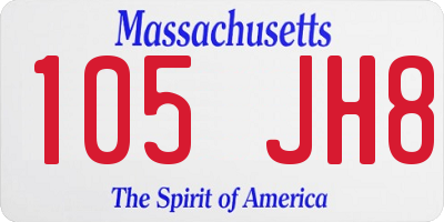 MA license plate 105JH8